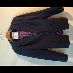 Satin Print Lined Black Blazer - US 12